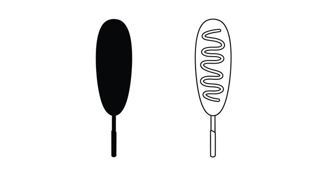 Corn Dog Silhouette And Line Art Representation Silhouette
