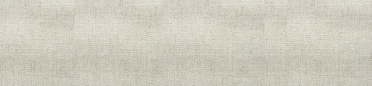 Horizontal banner view of a plain light grey canvas texture background with a fine linen woven fabric pattern detail.