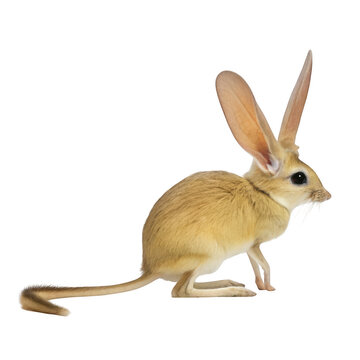 Long eared jerboa desert rodent portrait on white background isolated on a transparent background