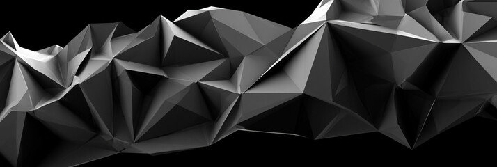 Fototapeta premium Abstract Dark Polygonal Texture: Modern 3D Art and Geometry with Low-Poly Monochrome Patterns for Creative Digital Design