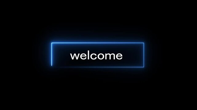 welcome neon sign animation with particles. luxury welcome text animation. This animated is suitable for greetings and opening videos. animated colorful lights alpha channel