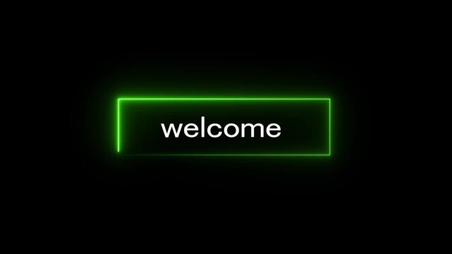 welcome neon sign animation with particles. luxury welcome text animation. This animated is suitable for greetings and opening videos. animated colorful lights alpha channel
