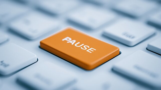 Orange pause key on a computer keyboard