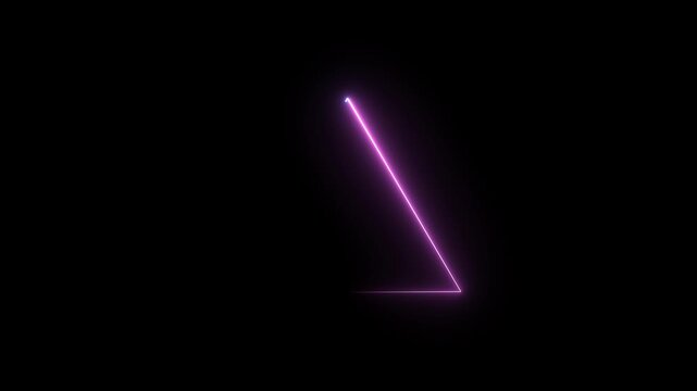 saber color glowing icon animation video on black background.Glowing animation on Black background triangle.