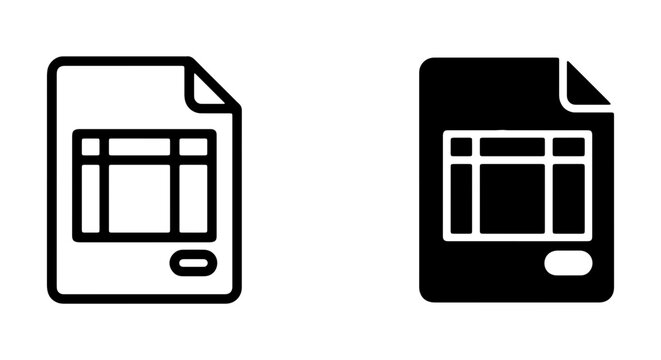 Document Icons, Report Symbols, Data Sheets, Spreadsheet Graphics