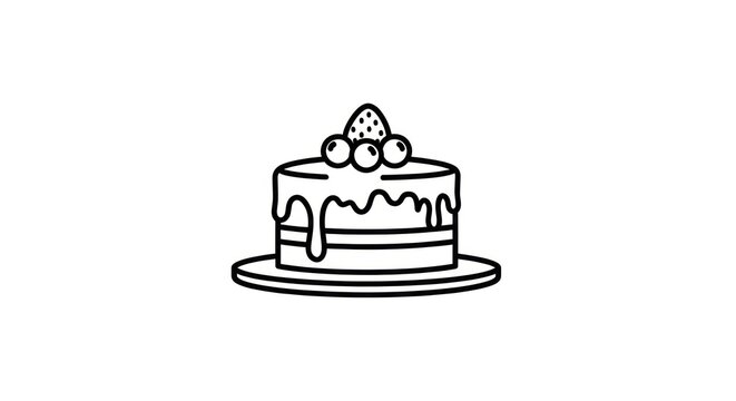 Delicious layer cake with dripping icing and berries