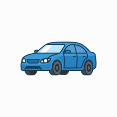 Fototapeta premium A simple, blue sedan car with a clean, modern design, isolated on a white background.