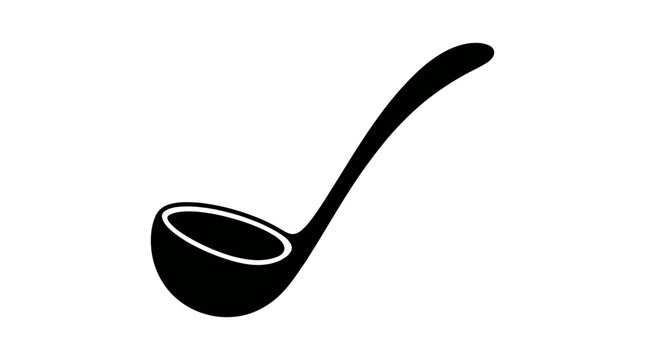 Black Silhouette Of A Ladle Against A White Background
