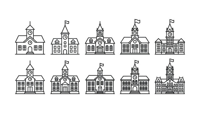 Vector illustration of historic church and cathedral architecture including St Petersburg cathedral and Holy Trinity cathedral in a European city sketch style design