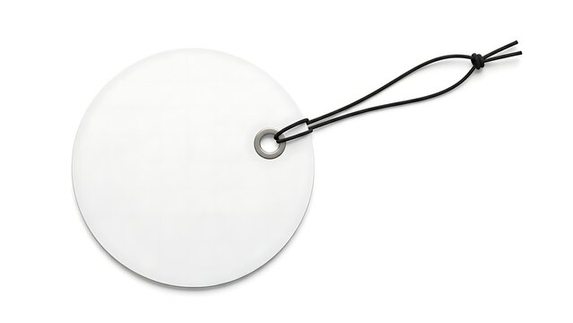 Minimalist round tag with black cord loop