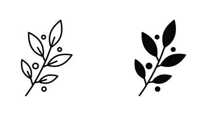 Leafy branch with berries icon vector set © VisionGrafix