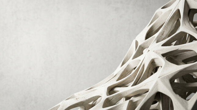 Abstract organic lattice structure background with parametric design and copy space