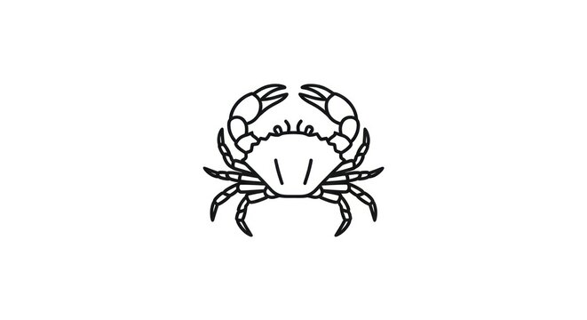 Minimalist black line art of a seafood crab