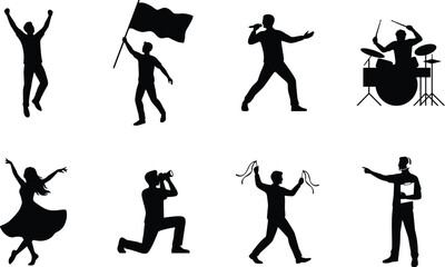 Black Silhouette Collection of Performers Musicians Dancers Entertainers and Event Celebration Activities © MDMOSRAFUL