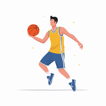 Basketball Player Dribbling Ball in Action