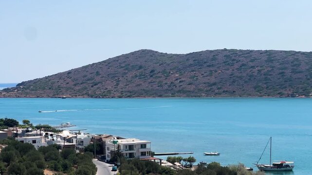 Elunda harbour landscape, Crete, Greece