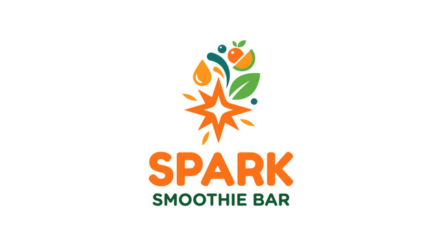 Spark smoothie bar fresh fruit juice splash logo design.