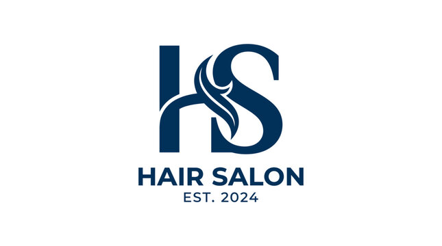 Modern hair salon letter HS monogram logo design.