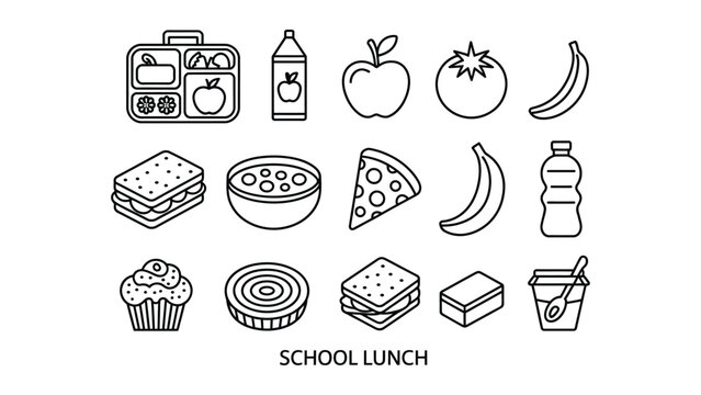 food icons set with coffee cake pizza bread tea and cafe elements in vector doodle style seamless restaurant pattern design