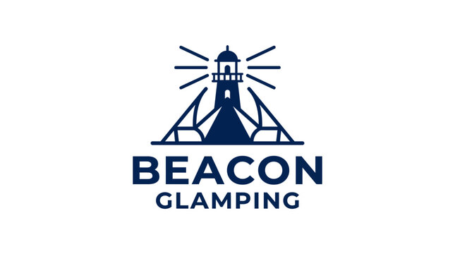 Beacon glamping lighthouse logo for coastal holiday resorts.