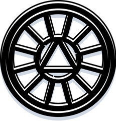 Obraz premium Futuristic energy core design combining a central triangle symbol within a circular, segmented structure, ideal for concepts of advanced technology, power, and innovation