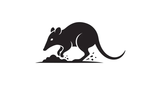 Silhouette of a kangaroo digging in dirt with tail and strong legs