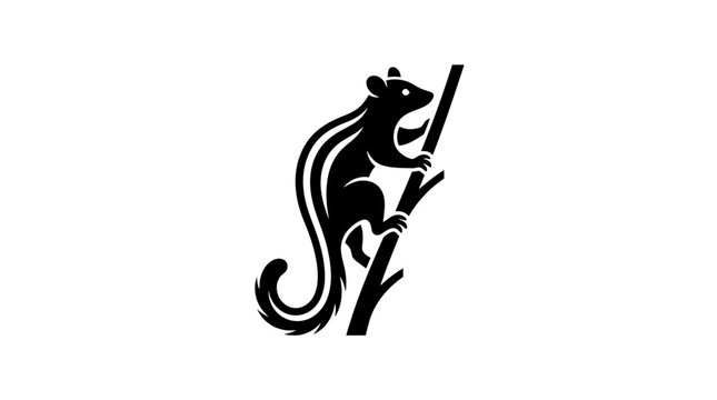 Black silhouette of a sugar glider climbing a branch