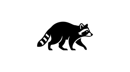 Naklejka premium Black and white raccoon silhouette illustration on white background