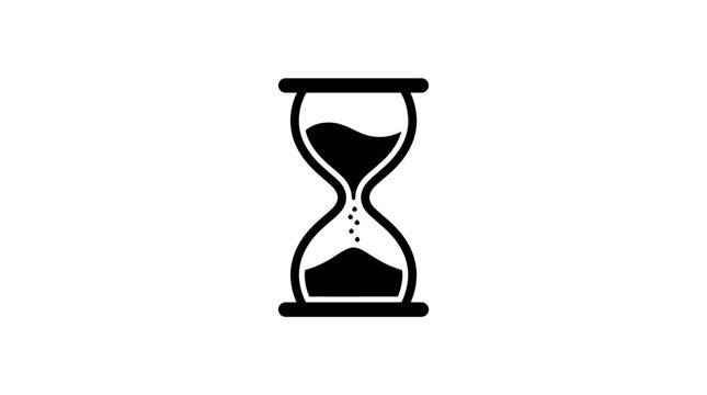 Simple black hourglass icon representing time passing concept