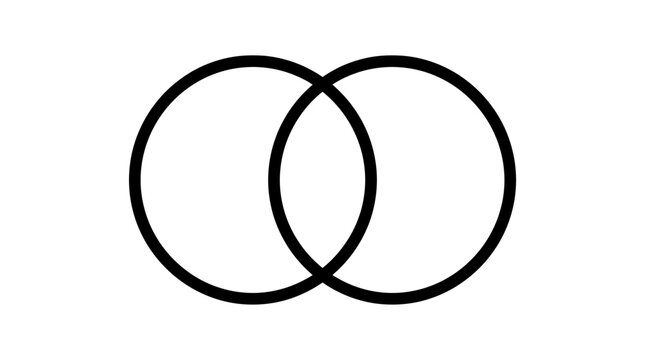 Overlapping black circles on white background in venn diagram style