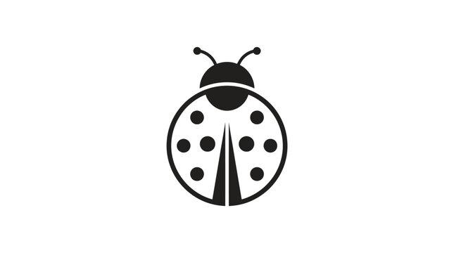 Minimalist black and white ladybug illustration with spots on wings