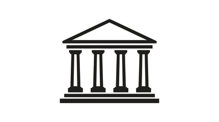 Fototapeta premium Classical greek temple icon with columns and triangular pediment