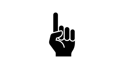 Obraz premium Black silhouette hand icon with raised index finger pointing upward