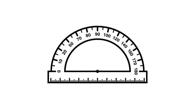 Clear plastic semi circular protractor with dual scale for measuring angles