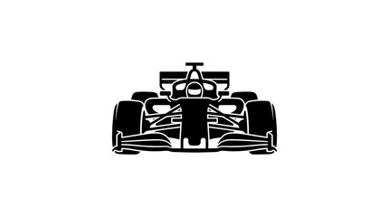 Obraz premium Formula one racing car front view silhouette on white background