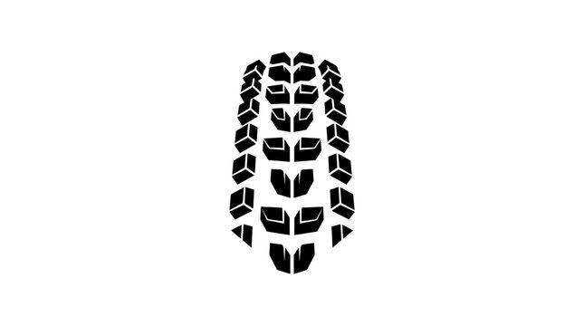Abstract black and white tire track tread pattern isolated on white background
