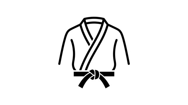 Black and white icon of a martial arts gi with black belt