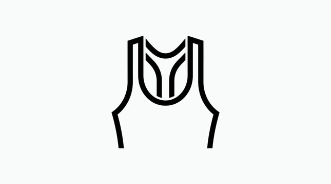 Simple black and white line art illustration of a sleeveless tank top