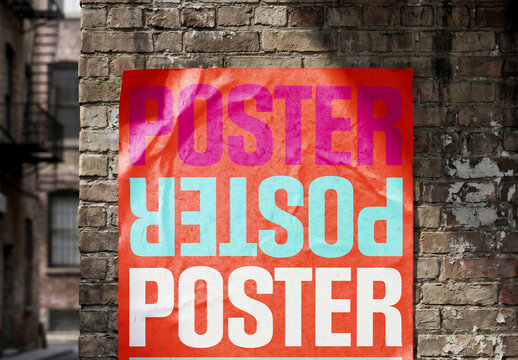 Outdoor Poster on Brick Wall Street Mockup