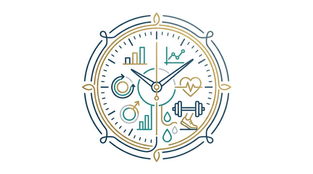 Fitness tracker watch face with health and activity icons.