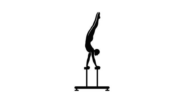 Silhouette of a gymnast performing on parallel bars in athletic pose
