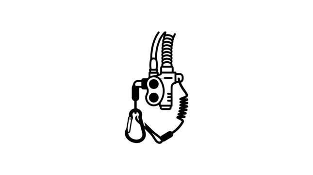 Black and white line drawing of a zip fastener with pull tab on white background