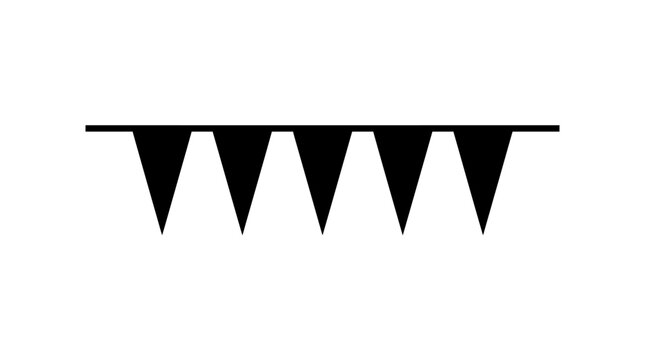Black and white triangular party bunting banner string illustration