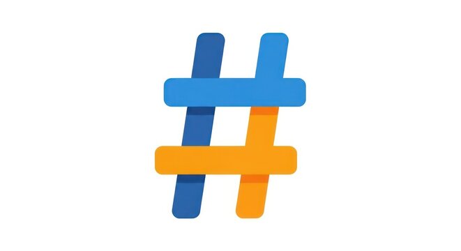 Multi colored segmented hashtag symbol on white