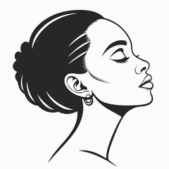Close up side profile portrait silhouette of a woman with silhouette portrait minimalist illustration expression © Shimu