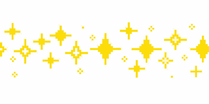 Yellow Pixelated Star Confetti Pattern On White Background