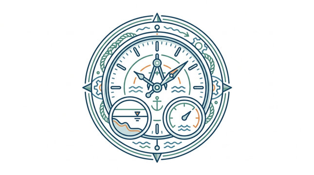 Nautical Compass and Instruments Illustration.