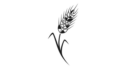 Stylized black silhouette of a single wheat ear or grain stalk against a plain white background, representing agriculture and harvest. © Agus