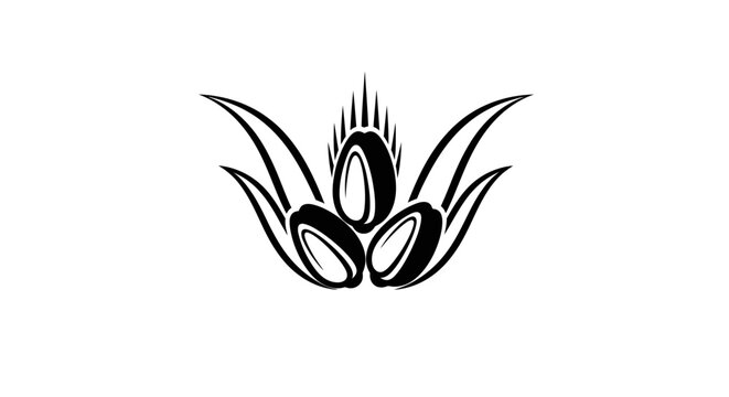 Abstract wheat grain icon design, isolated white background