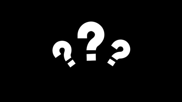 White question mark animation with a transparent background for creative videos. 3D animation of question mark on transparent background with alpha channel, animated question mark. 4k video